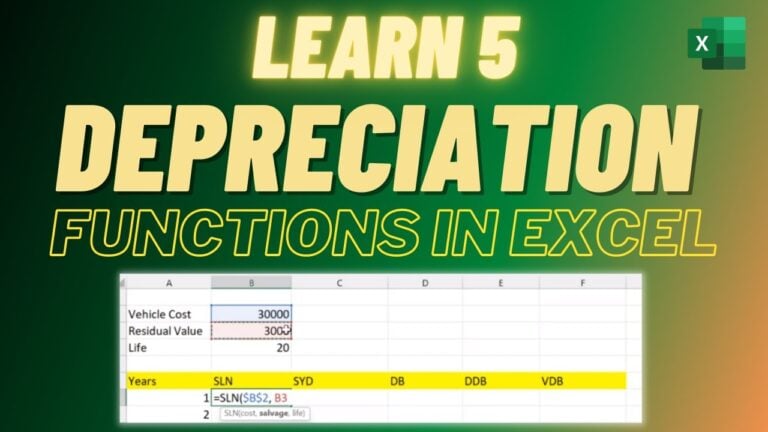 How to Calculate Depreciation In excel - 5 Functions to Calculate it ...