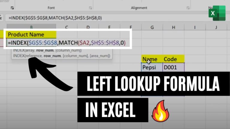 LEFT Lookup in Excel: Using INDEX and MATCH Function - ExcelTutorial